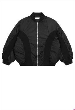 Grunge MA-1 jacket drop shoulder bomber retro coat black