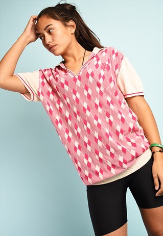 VINTAGE Y2K DIESEL ARGYLE PATTERN SLEEVELESS KNIT GILET TOP