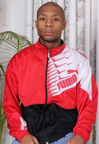 VINTAGE PUMA BIG LOGO TRACK JACKET RED