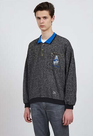 VINTAGE GREY BLUE PUMA PULLOVER SWEATSHIRT