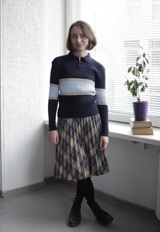 VINTAGE 90'S NAVY RIBBED STRIPED TOP