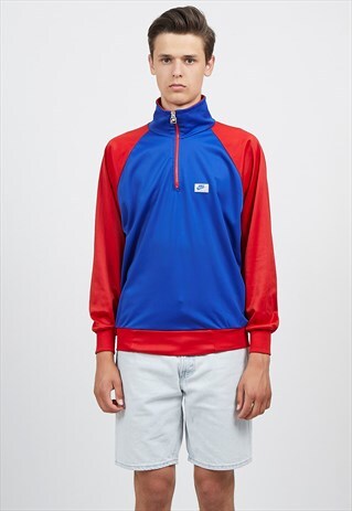 VINTAGE NAVY RED NIKE 1/4 ZIP PULLOVER SWEATSHIRT