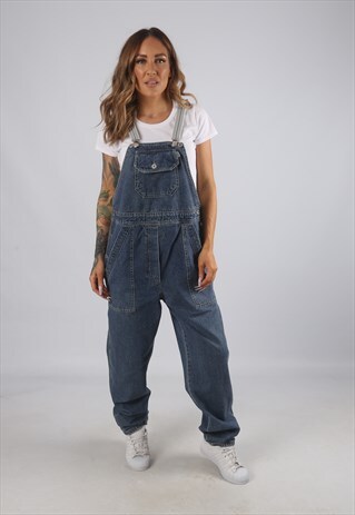 VINTAGE MATERNITY DENIM DUNGAREES BICH REWORKED M (9AE)