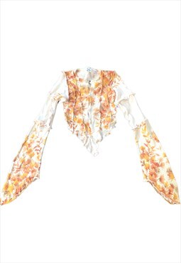 Beautiful vintage reworked cardigan With leaves fairycore 