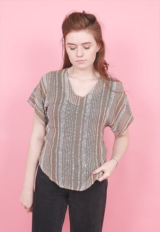 VINTAGE 70S STRIPED HIPPY TOP /R10050