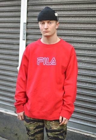 VINTAGE FILA SPELL OUT LOGO SWEATER