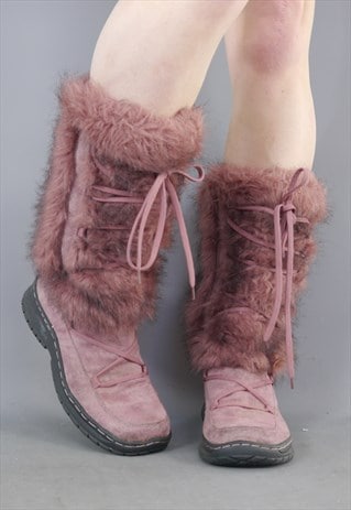 fuzzy knee high boots