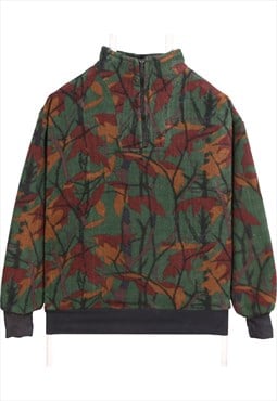 Savana 90's Camo Quarter Zip Fleece Jumper Medium Green