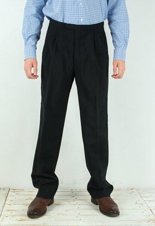Vintage Men W34 L34 Formal Mohair Wool Suit Pants Trousers