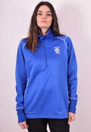 NIKE WOMENS VINTAGE TRACKSUIT TOP MEDIUM BLUE 90S