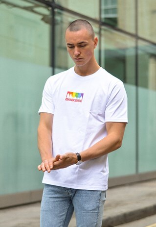 PRIDE SKYLINE WHITE EMBROIDERED T-SHIRT