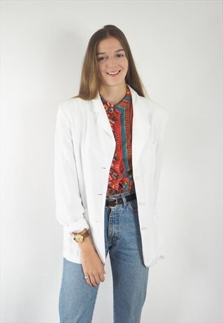 VINTAGE WHITE ARMANI LINEN BLAZER