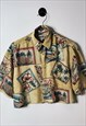 Reworked Vintage 90s Crop Beach Hawaiian Shirt Yellow 