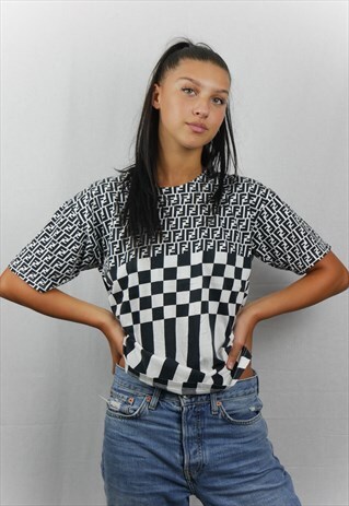 RARE FENDI ZUCCA BLACK & WHITE MONOGRAM TOP