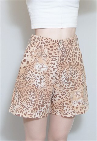 VINTAGE 1990'S HIGH WAISTED LEOPARD PRINT COTTON SHORTS
