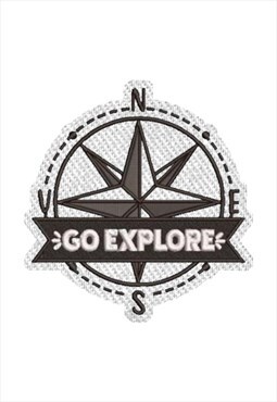 Embroidered Go Explore Compass iron on patch / sew on patch