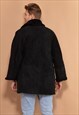 VINTAGE 00'S MEN SHEEPSKIN COAT IN BLACK