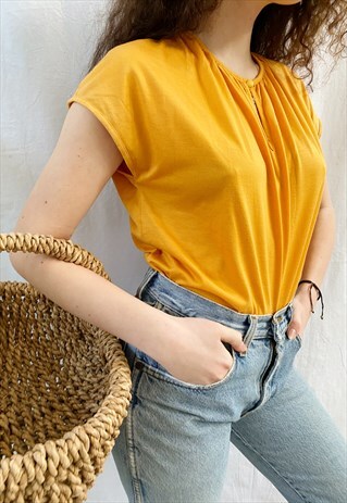 VINTAGE 80S NARANJA CITRUS SUMMER BLOUSE TOP TEE T-SHIRT