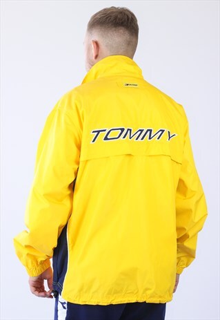 VINTAGE MENS TOMMY HILFIGER BIG LOGO WINDBREAKER JACKET