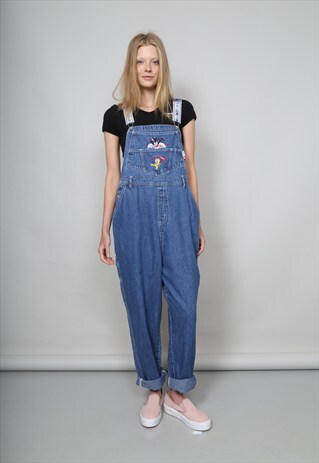 VINTAGE 90'S LOONEY TUNES MID-WASH OVERSIZED DUNGAREES
