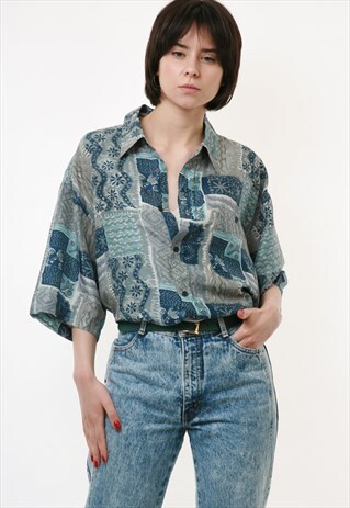 90S LETS GO ABSTRACT PATTERN VINTAGE RARE SHIRT 18550