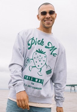 Pick Me Men's Staycation Sweatshirt with Strawberry Graphic