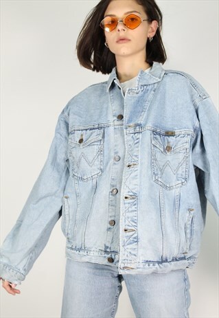 VINTAGE 90S WRANGLER DENIM JACKET LIGHT BLUE