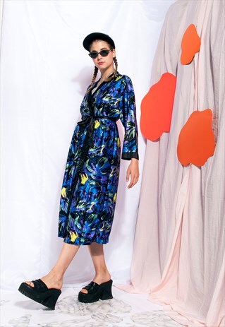 VINTAGE FESTIVAL KIMONO 80S PSYCHEDELIC PRINTED ROBE