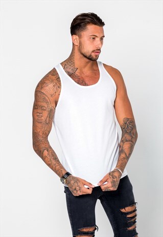 ESSENTIAL BLANK TANK TOP VEST - WHITE