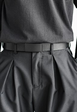 Black Leather Detail Techwear Cargo Belt 