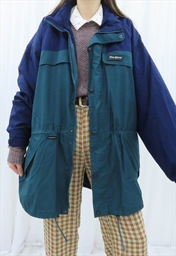 90s Vintage Navy & Green Raincoat Jacket