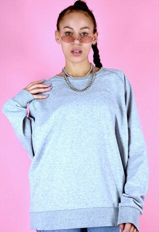 VINTAGE 90S ADIDAS JUMPER SWEATER GREY