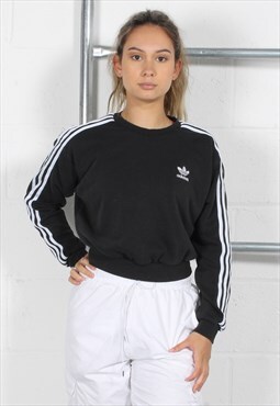 Vintage Adidas Sweatshirt in Black w Spell Out Logo Size 8