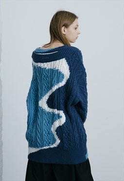 Men's Design level blue sweater