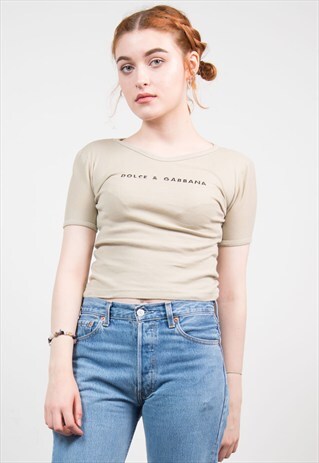VINTAGE 90'S BEIGE DOLCE & GABBANA CROP TOP