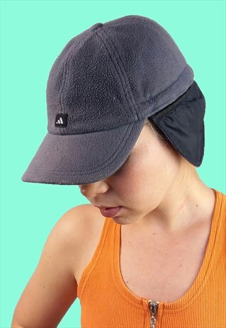 VINTAGE ADIDAS UNISEX FLEECE WINTER CAP WITH EAR FLAPS