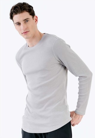 LONG-SLEEVED OVERSIZED BASIC T-SHIRT IN GREY