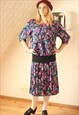 COLOURFUL ELASTICATED WAIST BRIGHT FLORAL DRESS