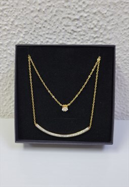 Ariella Rhinestone Double Chain Necklace