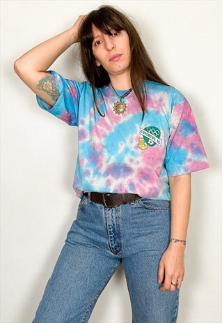 VINTAGE TIE DYE PINK & BLUE TEE