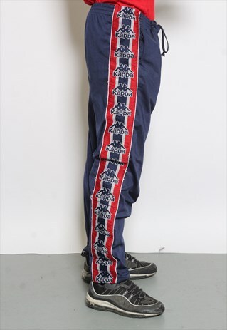 VINTAGE KAPPA TAPE LOGO TRACK PANTS BLUE