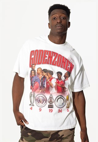AJAX FOOTBALL UNISEX TEE T-SHIRT IN WHITE