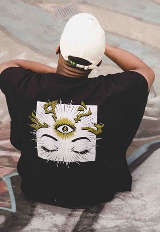 BASEBALL JERSEY BLACK THIRD EYE WOKE JAPANESE MANGA