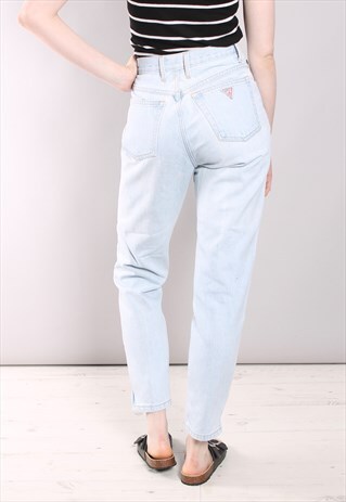 VINTAGE 90S GUESS BLEACH WASH ZIP ANKLE JEANS