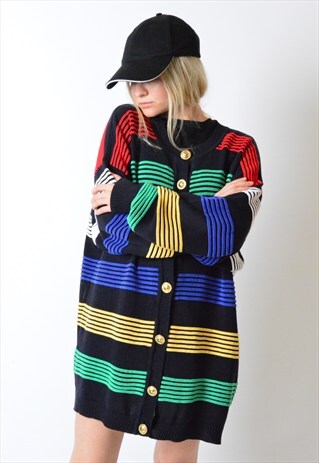 VINTAGE 90S COLOURFUL STRIPED CARDIGAN