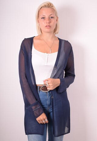 FERRE WOMENS VINTAGE CARDIGAN SWEATER MEDIUM BLUE 90S