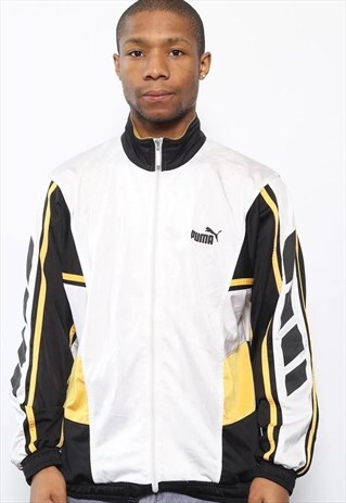 VINTAGE PUMA LOGO TRACK TOP JACKET WHITE