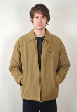 1990S VINTAGE BROWN SOFT FEEL PADDED MINIMAL JACKET