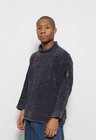 VINTAGE STONE ISLAND BLUE ROLLNECK SWEATSHIRT
