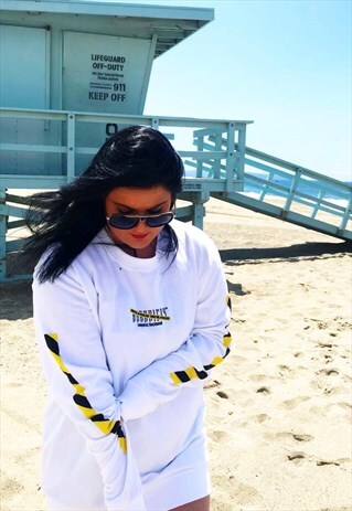 BORN RISKY WHITE CAUTION SWEATSHIRT